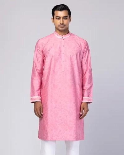 Fashionable Panjabi with Chest Contrast - Plush Cotton - Latest Design for Men - Chic and Elegant