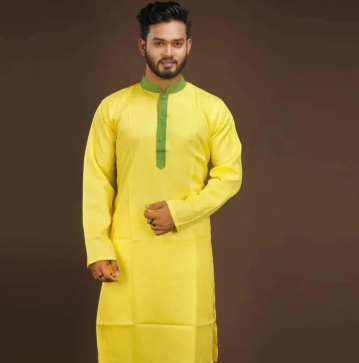 Yellow Cotton Exclusive Long Sleeve Panjabi for Men - Panjabi - Panjabi For Men
